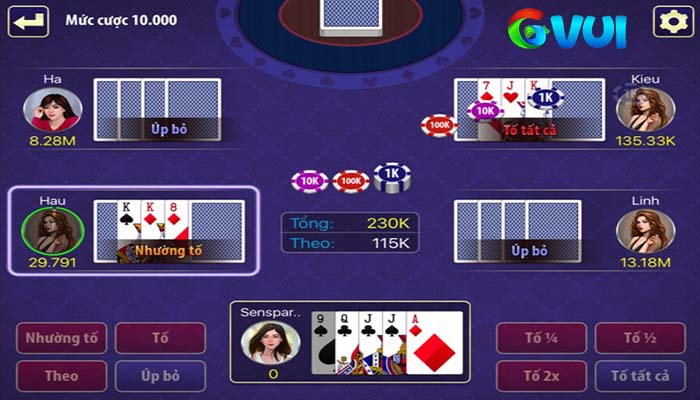 Giao diện chính của Xì Tố Online tại Game Bài GVUI Giao diện chính của Xì Tố Online tại Game Bài GVUI