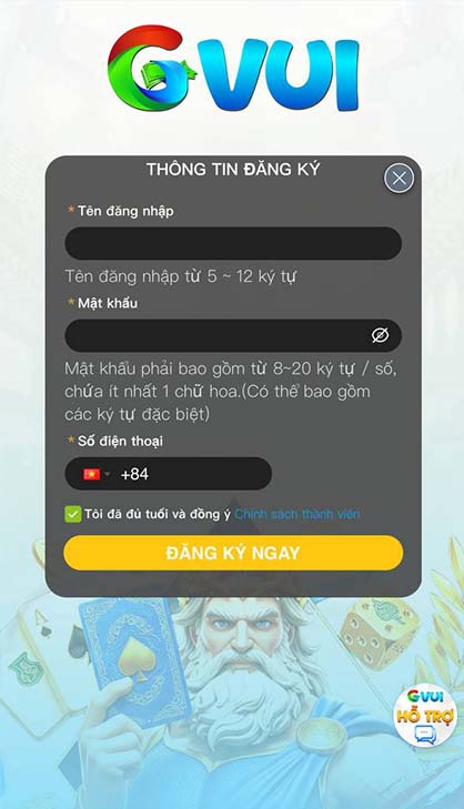 Nhập thông tin đăng ký để tiến hành đăng ký tài khoản Nhập thông tin đăng ký để tiến hành đăng ký tài khoản