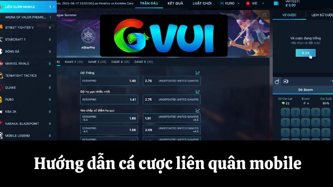 Hướng dẫn cá cược liên quân mobile tại E-sports GVUI